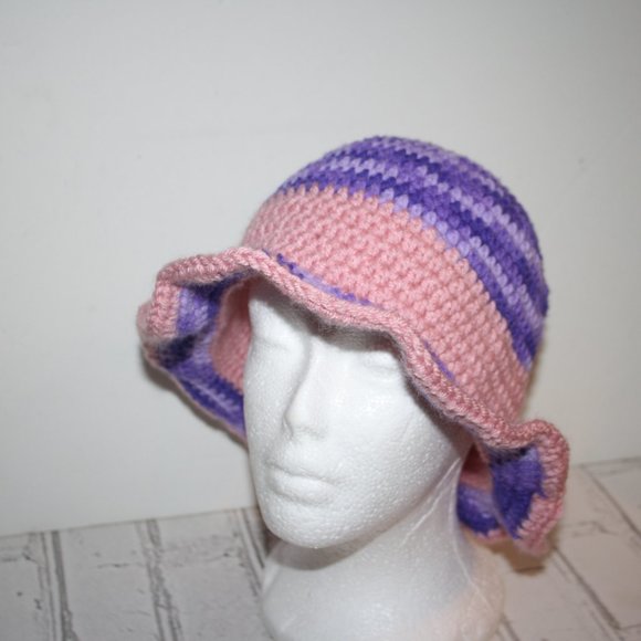 💜💗 Purple & Pink Crocheted Sunhat – Handmade · Adult Size - Picture 3 of 4